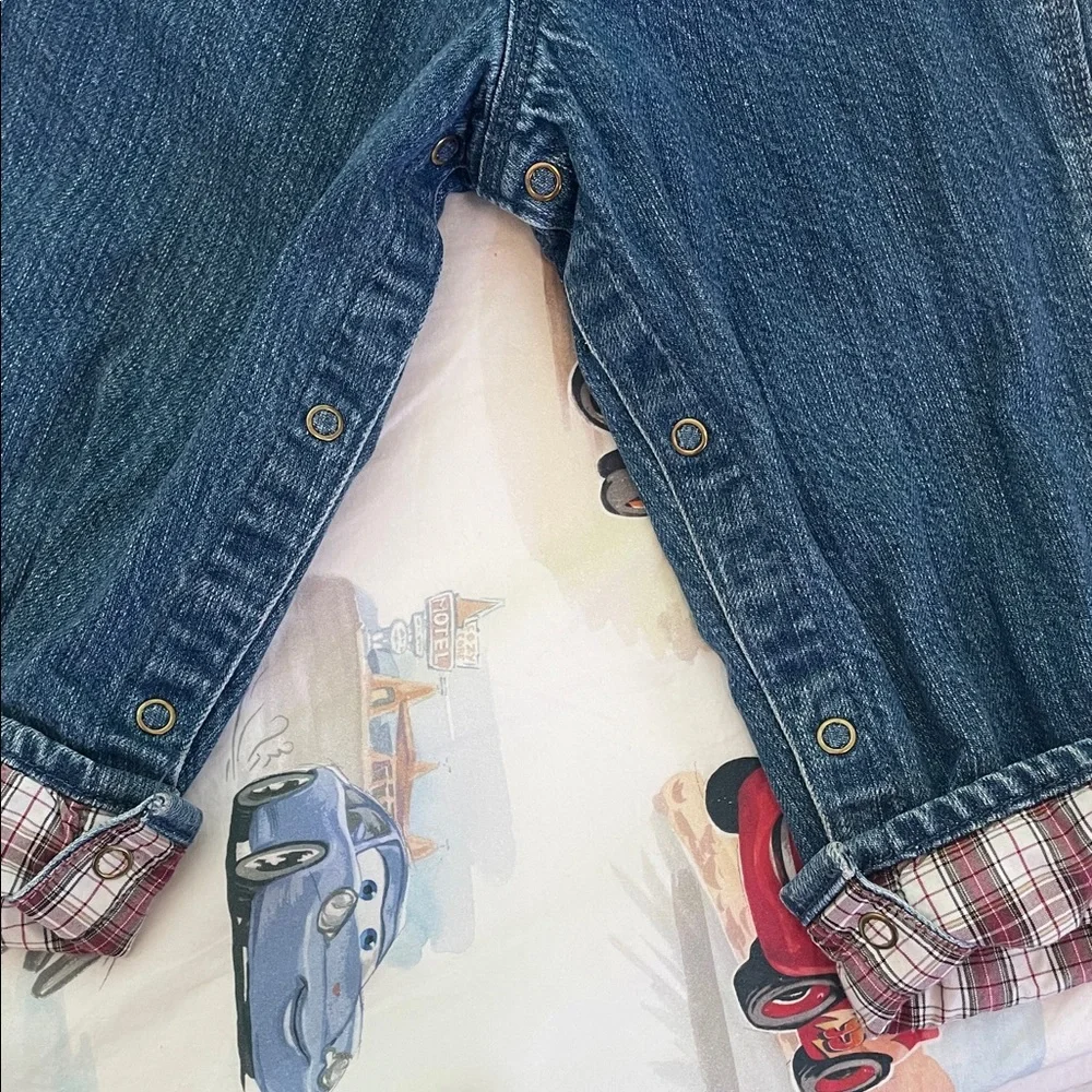 Vintage Oshkosh denim plaid lined 24 months